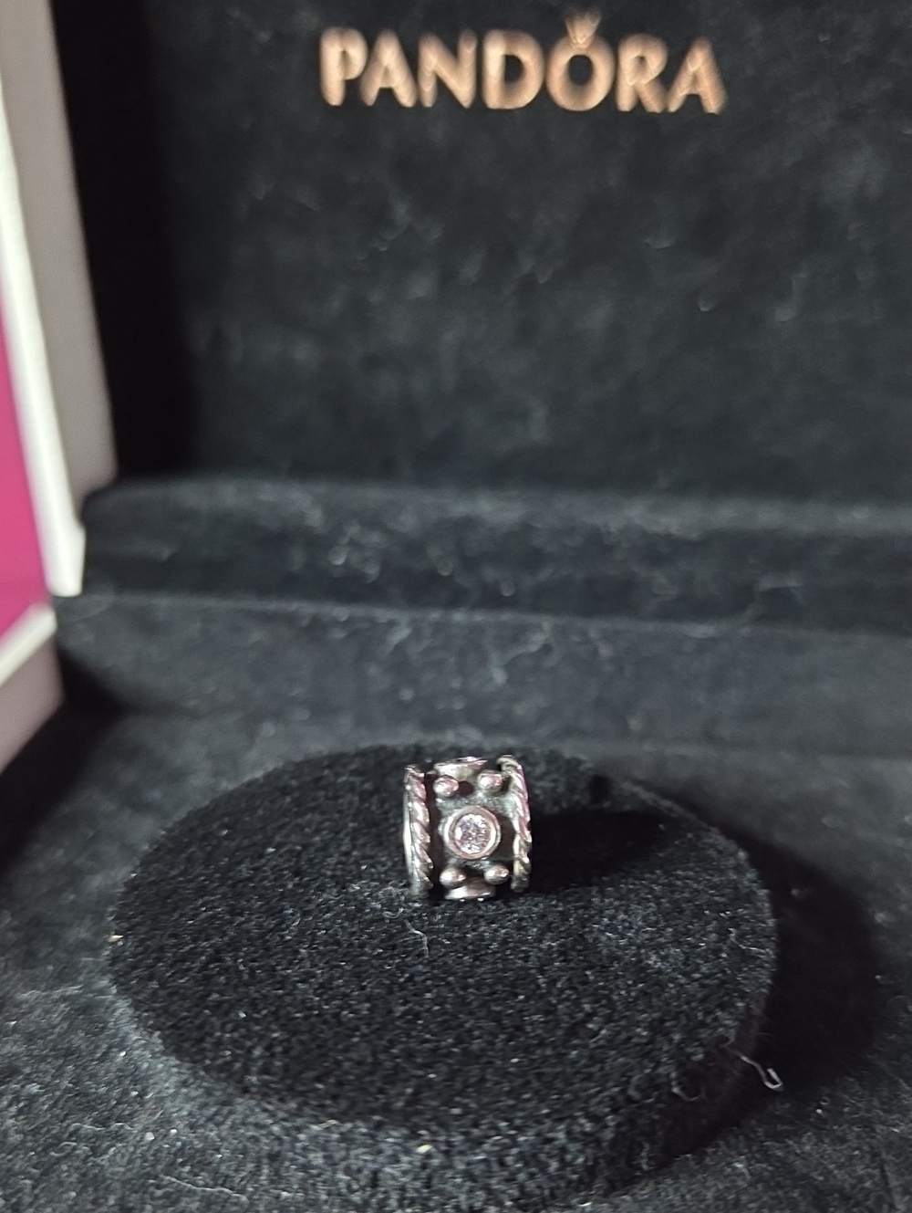 Retired Pandora Oxy Crown Oxidized Sterling Silver Charm with Clear Cz 790221CZ